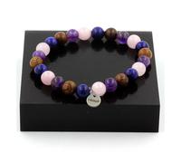 Pietre E Minerali. Bracciale Perle Quarzo Rosa + Ametista + Lapislazzuli + B