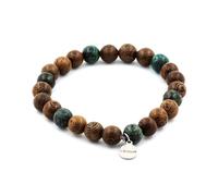 Pietre E Minerali. Bracciale Perle Turchesi Africane + Legno 8 Mm. Fabbricato
