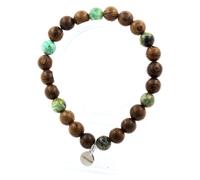 Pietre E Minerali. Bracciale Perle Turchesi Del Perù + Legno 8 Mm. Fabbricato E
