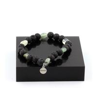 Pietre E Minerali. Bracciale Prehnite Del Canada + Perle Lava 8 Mm. Fabbricato E