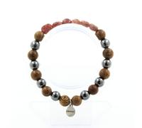 Pietre E Minerali. Bracciale Rubino Del Brasile + Perle Ematite + Legno 8 Mm.