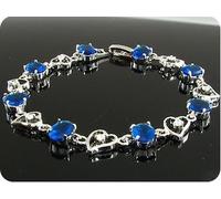 Pietre E Minerali. BRACCIALE SAPHIRE 8x8 Mm Placcato Oro Bianco 18 K.