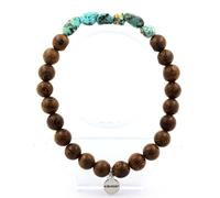 Pietre E Minerali. Bracciale Turchese Africano D'Africa + Perle Di Legno 8 Mm