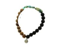 Pietre E Minerali. Bracciale Turchese Africano D'Africa + Perle Onice Nero