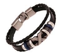 Pietre E Minerali. Bracciale Uomo In Pelle Nera.