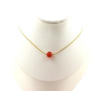 Pietre E Minerali. Collana 1 Perla Cornalina D'Uruguay 8 Mm Catena In Acciaio