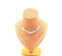 Pietre E Minerali. Collana 10 Perle Acquamarina Del Brasile. Catena In Acciaio