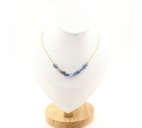 Pietre E Minerali. Collana 10 Perle Cianite Blu Del Brasile. Catena In Acciaio