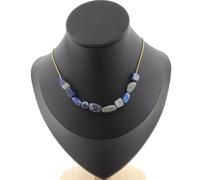 Pietre E Minerali. Collana 10 Perle Lapis Lazuli Del Pakistan. Catena In Acciaio