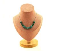 Collana 11 Perle Crisocolla Di USA + Malachite 8 MM Catena IN Acciaio Collana