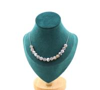 Collana 15 Perle Agata Vena Di Drago 8 Mm. Catena In Acciaio Collana Donne