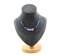 Pietre E Minerali. Collana 15 Perle Apatite Blu Del Brasile + Ametista Del Br