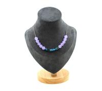 Pietre E Minerali. Collana 15 Perle Apatite Blu Del Brasile + Calcedonio Lava