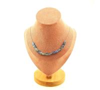 Collana 15 Perle Cianite Blu Del Brasile Catena IN Acciaio Inossidabile Fe