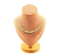 Collana 15 Perle Cianite Verde Del Brasile Catena IN Acciaio Inossidabile F