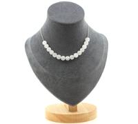 Collana 15 Perle Pietra di Luna Del Sri Lanka 8 MM Catena IN Acciaio da Donna