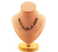 Pietre E Minerali. Collana 15 Perle Di Tormalina Bicolore 8 Mm Catena In Acciaio