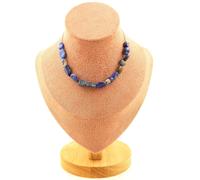 Pietre E Minerali. Collana 15 Perle Lapis Lazuli Del Pakistan. Catena In Acciaio
