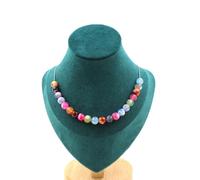Pietre E Minerali. Collana 20 Perle Agata Craquelé Fucsia Multicolore 8 Mm