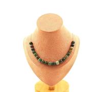 Pietre E Minerali. Collana 20 Perle Agata Indiana 8 Mm. Catena In Acciaio Inox