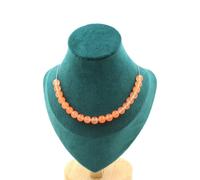 Pietre E Minerali. Collana 20 Perle Calcedonio Arancione 8 Mm. Catena In Acciaio