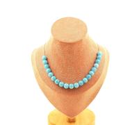 Pietre E Minerali. Collana 20 Perle Calcedonio Blu 8 Mm. Catena In Acciaio