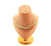 Pietre E Minerali. Collana 20 Perle Cianite Verde Del Brasile. Catena In Acciaio