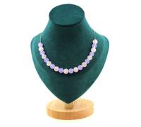 Pietre E Minerali. Collana 20 Perle Di Quarzo Rosa + Calcedonio Lavanda 8 Mm Ch