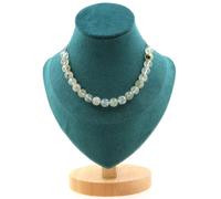 Pietre E Minerali. Collana 20 Perle Prehnite D'Africa 8 Mm Catena In Acciaio
