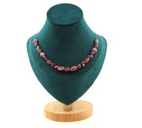 Collana 20 Perle Tormalina Rubellite Del Brasile + Rubino Collana da Donna