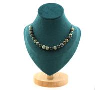 Pietre E Minerali. Collana 20 Perle Turchesi Africane 8 Mm Catena In Acciaio