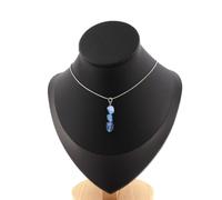 Pietre E Minerali. Collana 3 Perle Aigue-Marine Del Brasile Catena In Acciaio