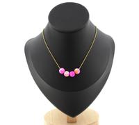 Pietre E Minerali. Collana 4 Perle Di Giada Rosa Gialla 8 Mm. Catena In Acciaio