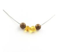 Pietre E Minerali. Collana 4 Perle Di Legno 8 Mm + Ambra Vera Del Mare Baltico