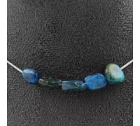 Pietre E Minerali. Collana 5 Perle Apatite Blu Del Brasile. Catena In Acciaio
