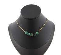 Pietre E Minerali. Collana 5 Perle Mica Verde Di Tanzania Qualità 5A 8 Mm. Ch