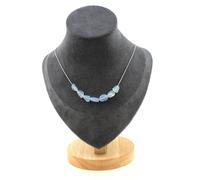Minerali Collezione. Collana 7 Perle Acquamarina Del Brasile Catena IN Acciaio