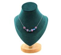 Pietre E Minerali. Collana 7 Perle Apatite Blu Del Brasile + Mica Viola Opaca