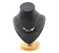 Collana 7 Perle Ambra Autentica Del Mare Mar Baltico + Apatite Blu Del Collana F