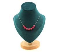 Pietre E Minerali. Collana 7 Perle Di Tormalina Bicolore 8 Mm Catena In Acciaio