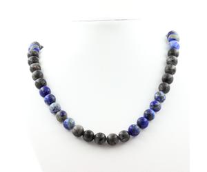 Pietre E Minerali. Collana Di Perle Lapis Lazuli Del Pakistan Qualità 5A + Labra