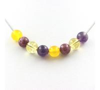 Pietre E Minerali. Collana Perle Agata Gialla + Lepidolite + Citrino + Ametista