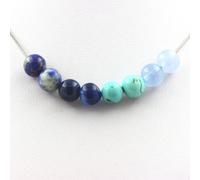 Pietre E Minerali. Collana Perle Agata Striata Blu + Lapis Lazuli Del Pakistan