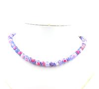 Pietre E Minerali. Collana Perle Agata Vene Di Drago Fucsia E Blu 8 Mm