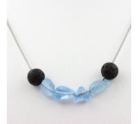 Pietre E Minerali. Collana Perle Aigue-Marine Del Brasile + Lava 8 Mm. Catena