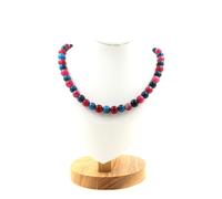 Collana Perle Apatite + Tormalina melon D'Acqua 8 MM Catena IN Acciaio Fe