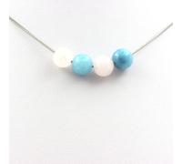 Pietre E Minerali. Collana Perle Calcedonio Blu + Quarzo Rosa 8 Mm Catena E