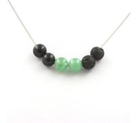 Pietre E Minerali. Collana Perle Di Avventurina + Lava + Obsidiana Nera 8 Mm C