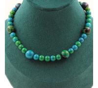 Pietre E Minerali. Collana Perle Di Crisocolla Tinta 6 Mm + Crisocolla Tinta