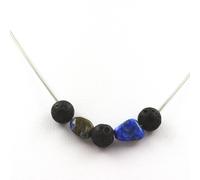 Pietre E Minerali. Collana Perle Di Lava 8 Mm + Lapis Lazuli Del Pakistan Catena